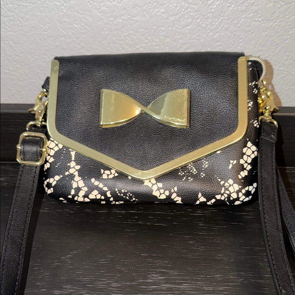 Betsey Johnson Black and Gold Crossbody Bag